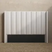 Upholstered Wing Bed Head with Vertical Panels in King, Queen and Double Size (Ivory White Boucle)