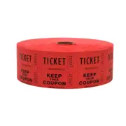 INDIANA TICKET CO. 2,000 Red Raffle Tickets Double Roll, Premium Quality 50/5...