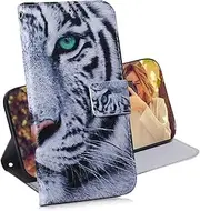 MojieRy Phone Cover Wallet Folio Case for Samsung Galaxy A70, Premium PU Leather Slim Fit Cover for Galaxy A70, 2 Card Slots, Nice Cover, Tiger