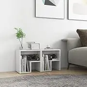 High Gloss White Nightstand, 2 pcs Bed Cabinets for Bedroom, Living Room, Bedside Tables, End Table Furniture, Engineered Wood Storage Station, 40x30x40 cm