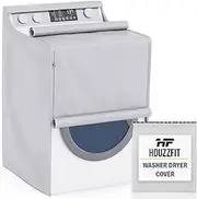 Houzzfit Washing Machine Cover - Thick Fabric Washer Dryer Cover for Top Load and Front Load - 100% Waterproof and Dustproof with Smooth Zipper and Velcro - 29 x 28 x 43 Inches (Basic Silver)