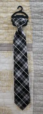 Youth Chaps Clip On Tie Black/White Plaid
