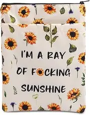 PLITI Sunflower Book Sleeve Funny Sunshine Gift I'm A Ray of Sunshine Sarcastic Quote Book Protector Optimistic Gift (ray Sunshine BS)