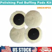 Polishing Pad Buffing Pad Kit 4PCS 3 Inch Buffer 100% Natural Wool Hook and Loop