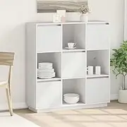 Highboard White 110.5x35x117 cm Solid Wood Pine,Buffets & Sideboards 28.98KG-814370