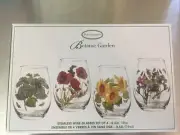 NEW Portmeirion Botanic Garden Stemless Wine Glasses 19oz Set of 4, in Box