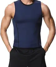 Sweat Sauna Suit Top for Mens Heat Trapping Shirt - Zipper Waist Trainer Shapewear for Running Belly Trimmer Vest