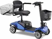 2025 4-Wheel Portable Folding Mobility Scooter with LED Lights rear basket, 20KM Range, 150KG Capacity, Dual Detachable 12V 12Ah Batteries, and Swivel Seat (BLUE)