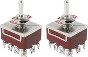 VGOL 2PCS 4PDT 4P2T Latching Toggle Switch 59.6x31.6x37.1mm ON-Off-ON Screw Terminals Switch Rock Switch Used to Control Small Electronic Projects