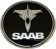 EU-Decals 50mm JET plane SAAB Black Chrome bonnet hood Badge Emblem Domed 3D Decal self-adhesive backing 9-3