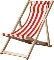 Gardeon Camping Beach Chair Wooden Folding Wood Sun Lounge Deck Chairs Lounger, Outdoor Furniture Armchairs Garden Patio Pool Backyard Camp Picnic with Pillow Oxford Fabric Red
