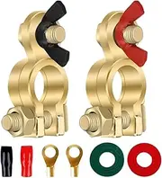 Brass Battery Terminal Connectors - Top Post Battery Terminals Clamp | Automotive Marine Battery Cable Ends Top Post | Negative Positive Battery Brass Connectors, Quick Release Highly Conductive Conne