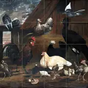 Art Farm Rooster Ceramic Mural Backsplash Bath Tile #2221