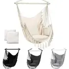 Hammock Chair Swing Camping Hanging Rope Chair Outdoor Patio Seat w/2 Cushions