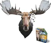Madd Capp Moose 700 Piece Jigsaw Puzzle for Ages 10 and up - 3006 - Unique Animal-Shaped Border, Poster Size, Challenging Random Cut, Five-Sided Box Fits on Bookshelf, Includes Educational Fun Facts