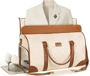 [Tonyeee] Jenni Bag, Foldable Duffle Bag for Travel, Convertible Duffle Garment Bag, Stylish Weekender Bag Overnight Bags for Women, Carry on Garment Bag, Beige, Stylish
