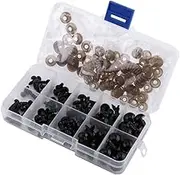 Safety Eyes and Noses for Amigurumi, 100 Pcs Black 6mm-12mm Stuffed Crochet with Washers Doll Puppet Making Supplies Assorted Sizes for Teddy Bear Crafts Plush Stuffed Animals DIY Craft