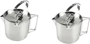 HONMEET 2pcs Stainless Steel Kettle, 12L Capacity, Silver, Portable Camping Cookware with Lid, Boil Water Hanging Pot, Coffee Tea Kettle, Hot Soup Pot, Camping Stove, Sea Fishing Lures, Picnic Pot