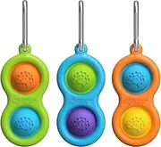 Fat Brain Toys FA331-4 Simple Dimple Colorful 3 Colors (*Colors May Vary) Squeeze Keychain, Genuine Product, One Size