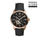 【FOSSIL 官方旗艦館】Townsman auto 城市雅痞黑色真皮自動指針手錶 44mm ME3170