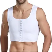 [WUJNANG] Men Control Compression Garments Slimming Upper Shapewear Tops Humpback Posture Corrector Vest,Beige-2X