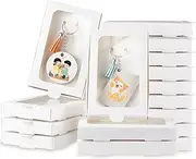 Dunzoom 30 Pcs Sublimation Keychain Blanks Gift Box 5.4" x 3.4" x 0.7" Mdf Sublimation Blanks Holder Packaging Box with Window Display Card for Gift Wrapping (Keychain Not Included)