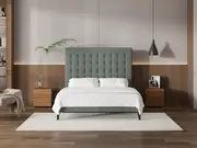 My Style Buttoned Headboard & Slimline Base - Queen / Seaglass / Slimline Base
