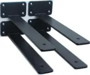11-Inch Matte Black Industrial Metal Shelf Brackets – 4 Pack for Easy Install