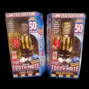 Footy Mates Hawthorn AFL Sam Mitchell + Cyril Rioli Talking Figurines New In Box