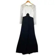 NWT Tadashi Shoji Embroidered Tulle Lace Ivory Color-Block Dress BallGown Size 6