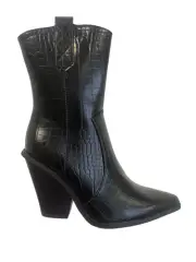 Womens Cowboy Boots Mid Calf Ladies Croc Shoes Western Heel Pointed Toe Sizes