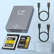 CFexpress Type B Reader & SD Card Reader USB 3.1 Gen 2 10Gbps CFexpress Card Reader Portable Aluminum CFexpress Memory Card Adapter Thunderbolt 3 Port Connection Support Android/Windows/Mac OS