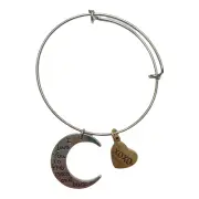 NWT Nadine West Silver "I love you to the moon & back" Bangle Charm Bracelet