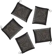 Mesh Makeup Bag Set - 5Pcs Black Zipper Pouches for Toiletry, Cosmetics, and Coins - Portable Nylon Mesh Bags