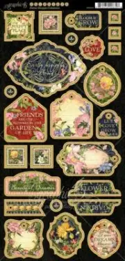GRAPHIC 45 CHIPBOARD DIE-CUTS, STAMP and RED POLICY ENVELOPES-YOUR CHOICE