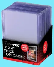 25 Ultra Pro 100PT THICK TOPLOADERS NEW Clear Standard Size Card Sleeves 3x4