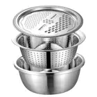 Colander Strainer Drain Basket Food Sieve Bowl Stainless Steel With Grater