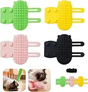 KASESSS 4 Pieces Pet Tickling Artifact, Silicone 2-in-1 Cat Self Groomer, Soft Tickling Comb Pet Brush, Adjustable Self Cleaning Cat Brush, Cat Corner Scratcher for Table Legs Climbing Frame