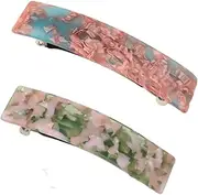 Aiyraa 2 Pcs French Barrette Hair Clips, Retro Tortoise Shell Hair Slides for Women, Vintage Barrette Hair Clips for Fine and Thick Hair, French Design Hair Barrettes