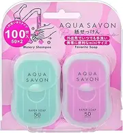 Aqua Savon Paper Soap Set B (Watery Shampoo Scent, Favorite Soap Scent), 50 Sheets x 2, Soap