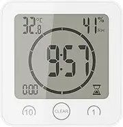 AOZBZ Shower Wall Clock, Digital Kitchen Timer with Alarm, Waterproof Touch Screen Timer, Temperature Humidity Display with Suction Cup Hanging Hole (White)