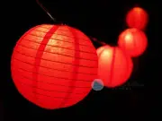8" Valentine's Day Red Paper Lantern String Light COMBO Kit (12 FT, EXPANDABLE,