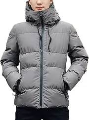 [JEShifangjiusu] Men'S Lightweight Packable Hooded Puffer Jacket Insulated Winter Coat Suitable For Skiing And Travel Sports