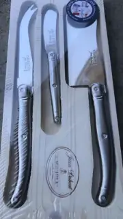 NEW 3 piece Jean Dubost Laguiole Cheese Knife Cleaver Set Stainless Steel France