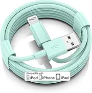 Car Phone Carplay Cable, Car Charger Cord, USB A to Lightning Cable Fast Charging & Data Transfer for Phone 14/13/12/11 Pro Max XR XS X 8 7 6 Plus SE Tangle-Free,3ft Green