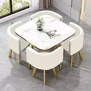 80 * 80cm Square Kitchen Dining Table and 4 Chairs, Space Saving Conference Reception Table Set for 4, Square Business Guest Table(1)