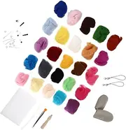 IWOWHERO 1 Set Needle Felting Kit Complete Color Felting Supplies with Tools Transparent Bag for Craft Projects for Adults Present for Craft Lovers