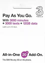 PrePaid Europe Sim Card w/ 12GB Data+3000 Mins Call +3000 Texts for 30 Days Plan