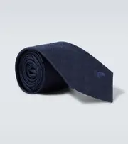 [Gucci] Gucci Embroidered logo silk jacquard tie One Size blue