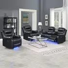 Chelsea 3R+1R+1R Seater Finest Leatherette Recliner Feature Console LED Light